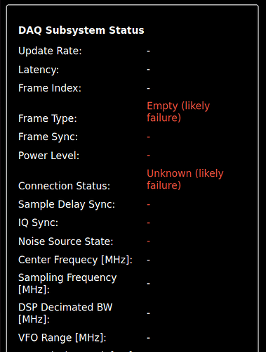 DAQ Status Error
